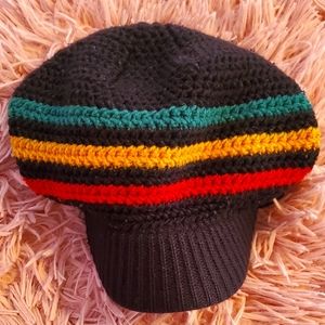 Rasta hat. Unisex cotton beanie visor.